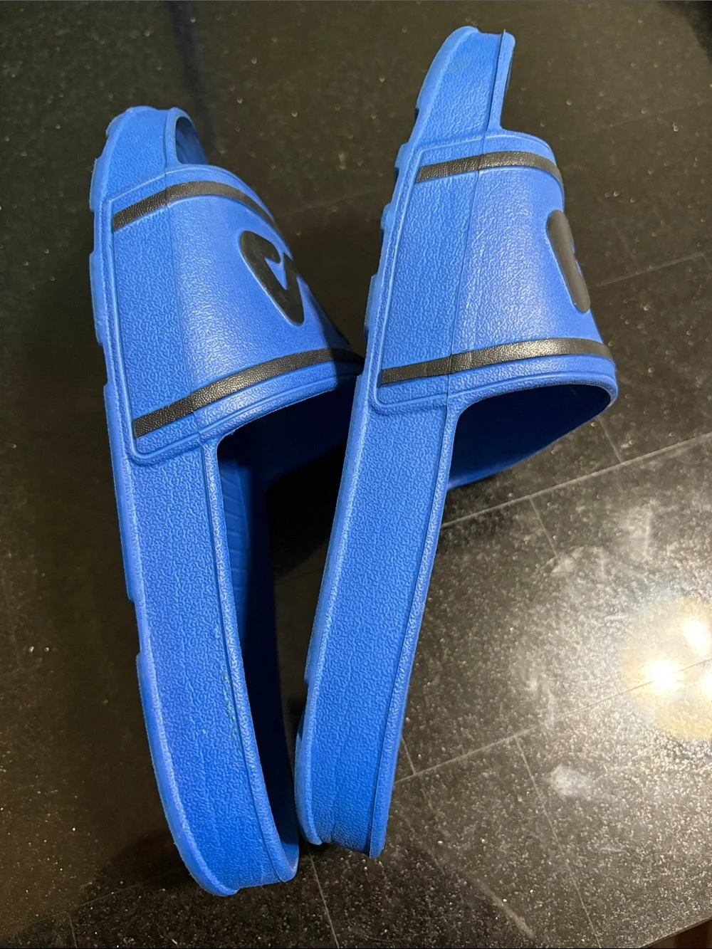 Kids Fila Royal Blue Slide Sandals with Black Logo